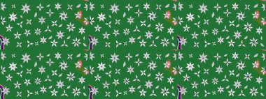 Yeşil renkli çiçekler. Raster illüstrasyonu. Tropikal çizim çiçek deseni.