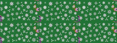 Çiçek ve yapraklı karalama şeklinde Raster çiçek deseni. Yumuşak, yeşil renkli bahar çiçekleri. Raster illüstrasyonu.