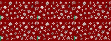 Çiçek desenli çizim. Kırmızı renklerde Asya tekstili. Raster illüstrasyonu.