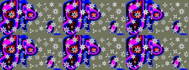 Yeşil renkli çiçekler. Hediye ambalaj kağıdı, tebrik kartları, posterler ve pankart tasarımı. Raster düz çiçek çizim deseni.