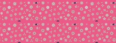 Düz Çiçek Elementleri Tasarımı. Raster illüstrasyonundaki çiçek desenli çizim. Süslü kumaş deseni. Renkli Bahar Teması çizim şablonu.