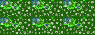 Güzel kumaş deseni. Raster Illustrasyon 'daki Çiçek Deseni' nin son moda çizimi. Düz Çiçek Elementleri Tasarımı. Renkli Yaz Teması çizim şablonu.