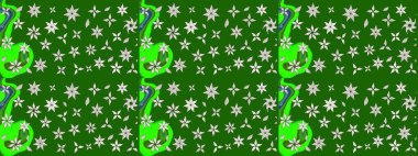 Çiçekli karalama şeklinde Raster çiçek deseni. Yumuşak, yeşil renkli yaz çiçekleri. Raster illüstrasyonu.