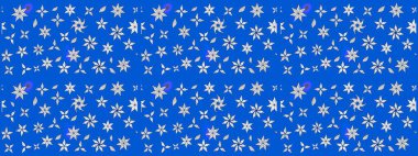 Mavi renkte etnik çiçeklerle süslenmiş zarif bir eskiz. Raster Çiçek İllüstrasyon Şirin Tekstil.