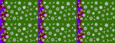 Parlak çiçekli yeşil renkler üzerine soyut çizim deseni. Çiçeksel elementlerle süslenmiş zarif raster dokusu. Küçük çiçekte şirin bir çiçek deseni var..