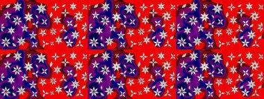 Düz Çiçek Elementleri Tasarımı. Renkli Bahar Teması eskiz kalıbı. Raster illüstrasyonundaki çiçek desenli çizim. Süslü kumaş deseni.