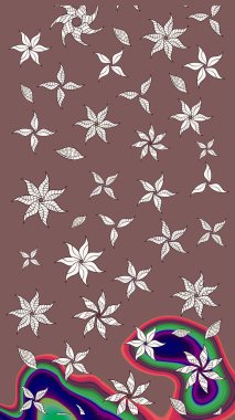 Çizim çiçek deseni duvar kâğıdı olarak kullanılabilir. Kahverengi renkli çiçekler. Raster illüstrasyonu.