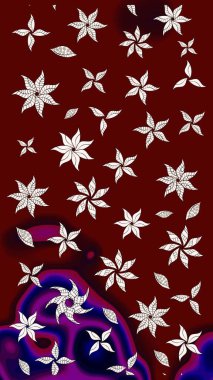 Raster çiçek desenli çiçek deseni, yapraklar, dekoratif elementler, sıçrama, lekeler, el çizimi kontur çizgileri ve Doodle çizim stili, grafik raster çizim çizimi.