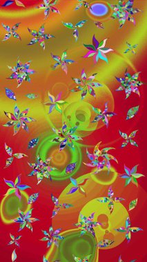 Çiçekli çiçek deseni, suluboya. Raster deseni. Süslü kumaş deseni.