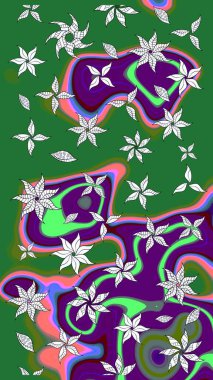 Yeşil çiçekli eskiz deseni, suluboya çiçek deseni, sevimli çiçek, duvar kağıdı, kart veya kumaş için fayanslı. Raster - stok.