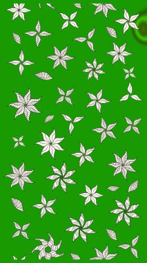 Suluboya çiçekli çiçek deseni. Raster illüstrasyonu. Yeşil renkli Asyalı tekstil.