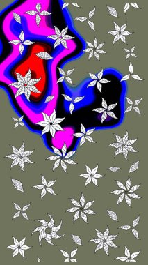 Raster Illustrasyon 'daki Çiçek Deseni' nin son moda çizimi. Güzel kumaş deseni. Renkli Yaz Temalı eskiz kalıbı. Düz Çiçek Elementleri Tasarımı.