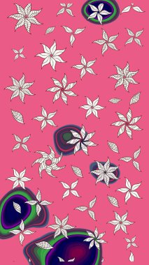 Doodle çiçekler ve dalları, otlar ve çiçekler. Elle çizilmiş. Raster resim. Güzel kumaş deseni.