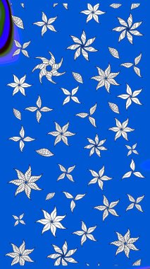 Mavi renkli mavi papatya deseni. Raster illüstrasyonu. Mavi renklerde.