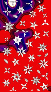 Çiçekli eskiz deseni. Suluboya çizimi. El çizimi. Kırmızı renkte çiçekler.