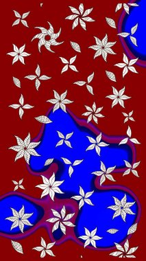 Çiçekli eskiz çizimi. Kırmızı renkte çiçekler. Renkli Yaz Temalı eskiz kalıbı. Düz Çiçek Elementleri Tasarımı.