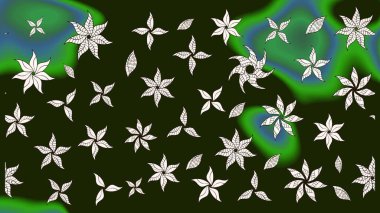 Gri renkli Asya tekstili. Çiçek desenli çizim. Raster illüstrasyonu.