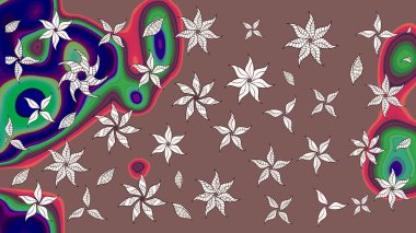 Organik elementler. Suluboya etkisi. Raster deseni. Botanik çizim deseni.