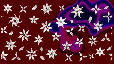 Kırmızı renkte çiçekler. El çizimi çiçekli soyut çizim kalıbı. Raster illüstrasyonu.