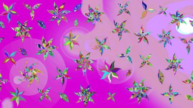 Raster çiçek desenli çiçek deseni, yapraklar, dekoratif elementler, sıçrama, lekeler, el çizimi kontur çizgileri ve Doodle çizim stili, grafik raster çizim çizimi.