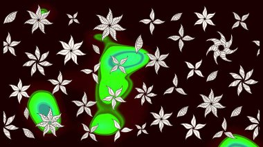 Raster Illustrasyon 'daki Çiçek Deseni' nin son moda çizimi. Düz Çiçek Elementleri Tasarımı. Renkli Yaz Temalı eskiz kalıbı. Siyah renkte çiçekler.