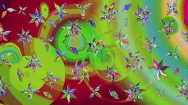 Zarif, parlak ve yeşil çiçek desenli bir taslak. Raster. Sabıka baskıları, bebek kıyafetleri, duvar kâğıtları, paket kutuları vb..