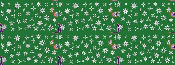 Çiçek ve yapraklı karalama şeklinde Raster çiçek deseni. Yumuşak, yeşil renkli bahar çiçekleri. Raster illüstrasyonu.