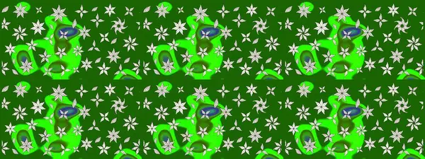 Yaprak ve çiçeklerin suluboya resimleri, yeşil renkte çizimler. Raster illüstrasyonu. Yumuşak, yeşil renkte bahar çiçekleri.