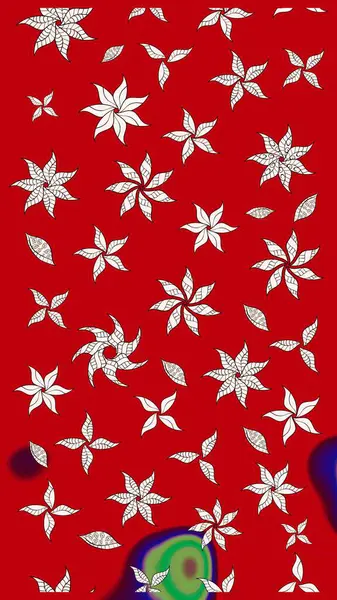 Parlak renkli çiçekli ve kırmızı yapraklı harika bir çiçek deseni. Moda baskıları için zarif bir şablon. Modern çiçek arkaplanı. Halk stili.