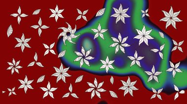 Arkaplan dokusu, duvar kağıdı, kırmızı renkli çiçek teması. Kabile sanatı boho baskısı, klasik çiçek arkaplanı. Soyut etnik raster çizim kalıbı.