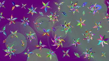 Suluboya çizim kalıbı. Çiçek izi. Suluboya tarzında mor renkte çiçekler.