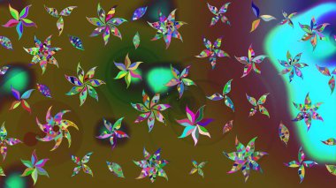 Çiçekli yeşil renkte bir çiçek deseni çiz. Suluboya tarzında yeşil renkte çiçekler.