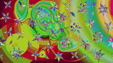 Çiçek ve yapraklı çiçek deseni. Küçük çiçekli şirin bir desen. Raster illüstrasyonu.