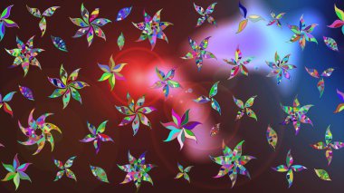 Çiçek süslemeli çizim deseni. Raster illüstrasyonu. Kahverengi renkte çiçekler.