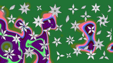 Çiçek desenli eskiz. Yeşil renkli çiçekler. Tişört baskısı için çiçek boyama rasteriName.