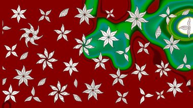 Modern çiçek arkaplanı. Parlak renkli çiçekli ve kırmızı yapraklı harika bir çiçek deseni. Halk tarzı. Moda baskıları için zarif bir şablon.