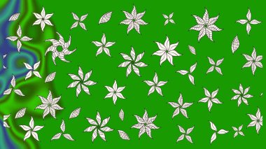 Suluboya çizimi. Çiçekli eskiz deseni. El çizimi. Yeşil renkte çiçekler.