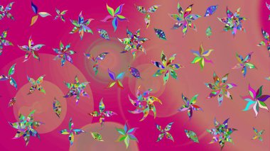 Raster Çiçek İllüstrasyonu güzel tekstil. Pembe renkli etnik çiçeklerle süslenmiş zarif bir eskiz..