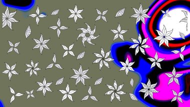 Klasik taslak çizimi. Raster Yumuşak kumaş deseni. Raster çiçek izi. Çiçek yeşili çizim deseni.