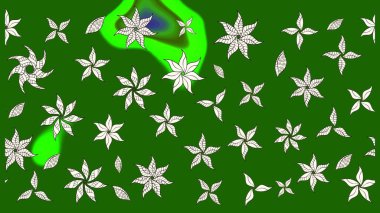 Raster illüstrasyonundaki çiçek desenli çizim. Yeşil renkli çiçekler. Düz Çiçek Elementleri Tasarımı. Renkli Bahar Teması çizim şablonu.