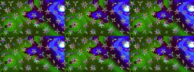 Raster illüstrasyonu. Çiçekli karalama şeklinde Raster çiçek deseni. Yumuşak, yaz çiçekleri yeşil renklerde.