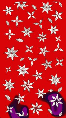 Kırmızı renkte çiçekler. Raster düz çiçek çizim deseni. Tasarım hediye paketi, tebrik kartları, posterler ve afiş tasarımı.