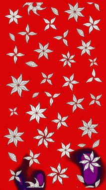 Raster çiçek izi. Raster Yumuşak kumaş deseni. Klasik taslak çizimi. Çiçek kırmızısı çizim deseni.