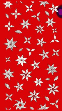 Tekstil ve kapak tasarımı için mükemmel. Kırmızı renkte çiçekler. Renkli kırmızı çizim kalıbı. Elle çizilmiş sonbahar çiçeği deseni. Doodle tarzı.