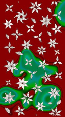 Çizim çiçek deseni duvar kâğıdı olarak kullanılabilir. Raster illüstrasyonu. Kırmızı renkte çiçekler.