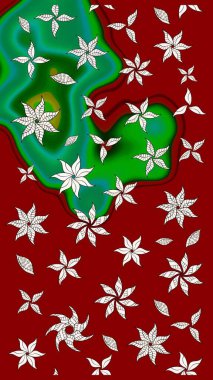 Arkaplan dokusu, duvar kağıdı, kırmızı renkli çiçek teması. Soyut etnik raster çizim kalıbı. Kabile sanatı boho baskısı, klasik çiçek arkaplanı.