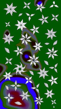 Düz Çiçek Elementleri Tasarımı. Çiçek desenli eskiz, yaz çiçekleri. Yeşil renkli çiçekler. Renkli Bahar Teması çizim şablonu.