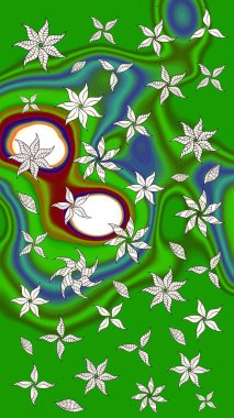 Küçük çiçekteki sevimli çiçek deseni. Yeşil renkte çiçekler.