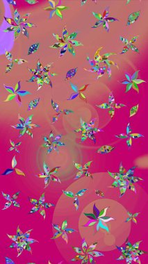 Pembe renkli çiçekler. Çiçekli karalama şeklinde Raster çiçek deseni. Yumuşak, bahar çiçekli arka plan.