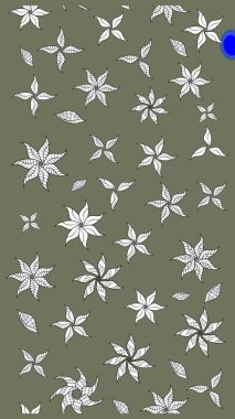 Sevimli çiçek raster deseni. Renkli Bahar Teması eskiz kalıbı. Düz Çiçek Elementleri Tasarımı. Yeşil renkte çiçekler.